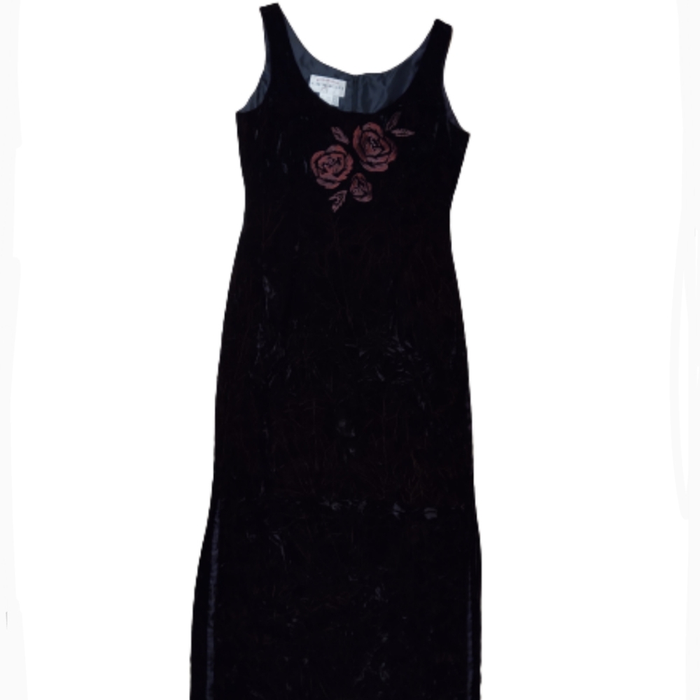 Vintage burgundy black long dress brand ESCADA Apriori sz 8